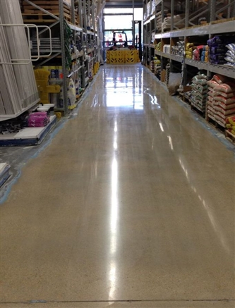 Concrete polishing makes the aisles more durable and much easier to maintain.