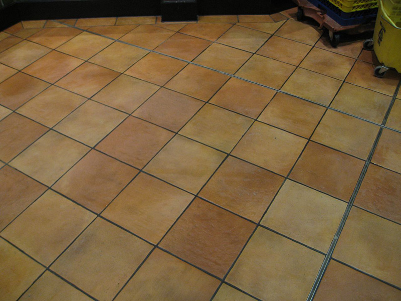Deep Cleaning Ceramic Floor in Restaurant Kitchen